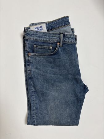 Jean H&M Regular Tapered - Taille 34/32, Couleur Bleu, Occasion En Très Bon état