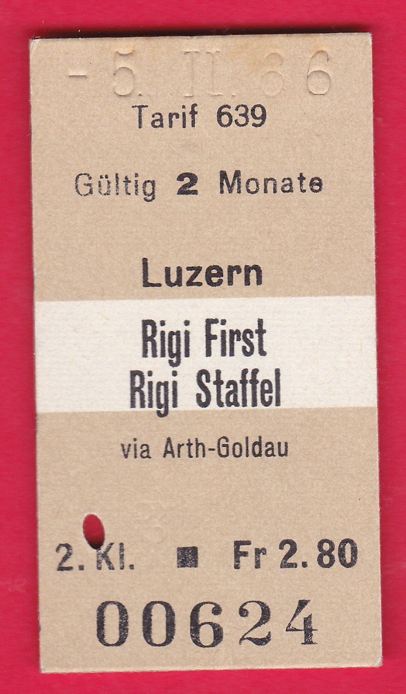 Biglietti: KARTON BILLETT, LUZERN - RIGISTAFFEL, 2.KLASSE, EINFACH, – Usato da Oberrieden venduto da Gebirgsstelze