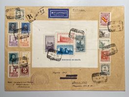 Spanien 1938, nach Berlin mit Block # 5 RR, top