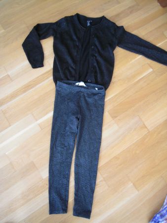 Jäckli + Leggins Gr 110 Schwarz Silbrig GLITZER! Wie Neu!
