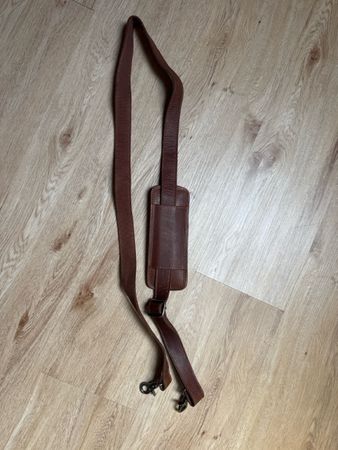 Umhängetaschenriemen Leder braun mit Karabiner neu