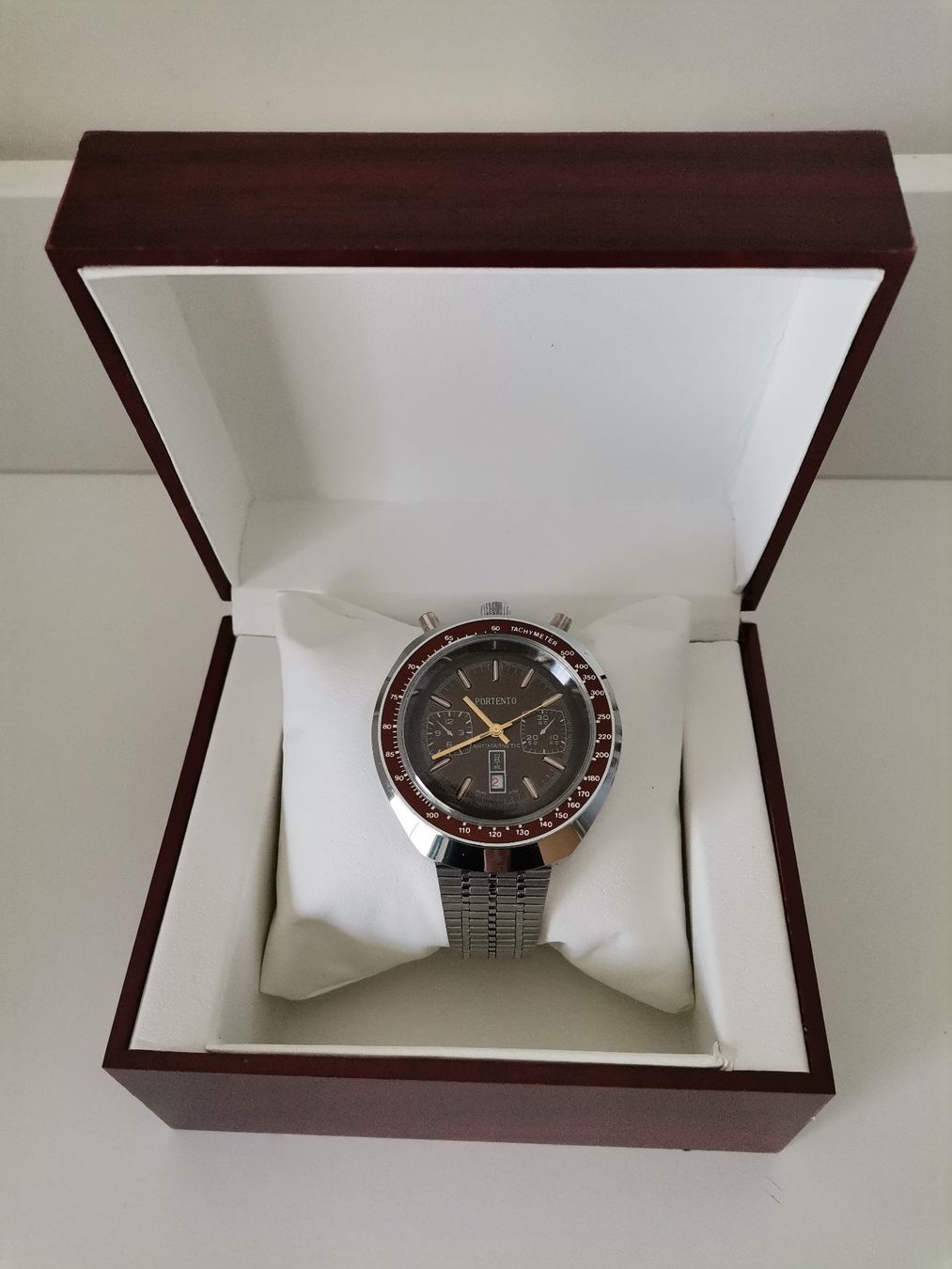 Montre Vintage Portento Type Bullhead Mécanique Antimagnétique - Très Belle Avec Boîte Bois