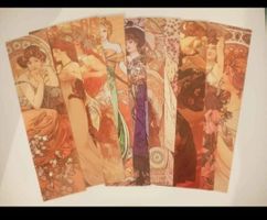 Lot de 10 marque-pages style Art Nouveau motif femmes mucha