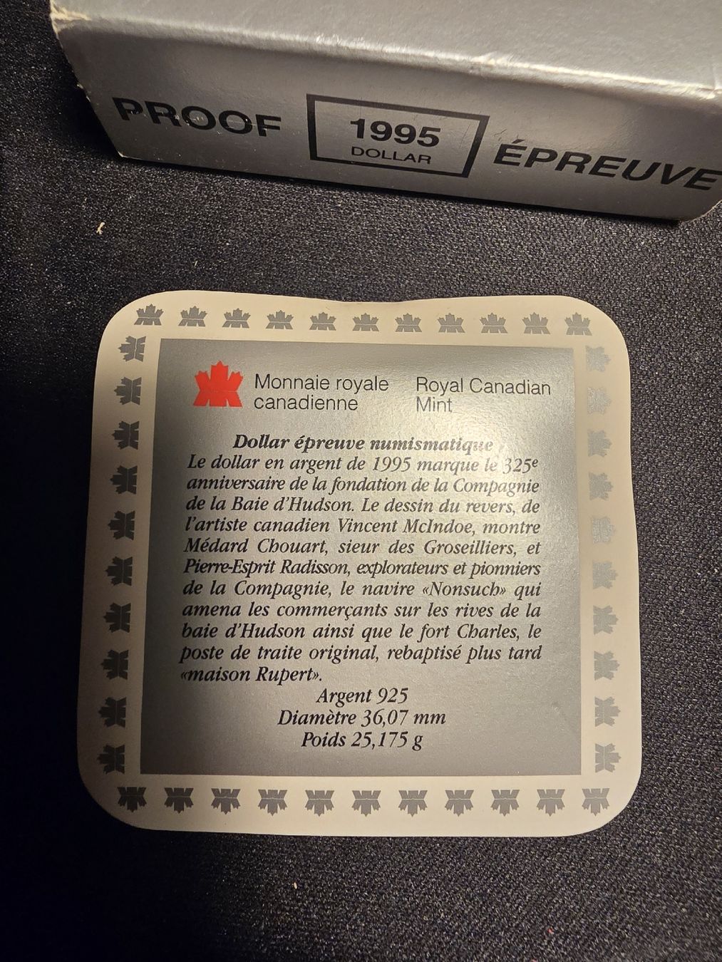 Tutti le monete: Royal Canadian Mint, Ag 925, 1995 – Usato da Farvagny-le-Petit venduto da Aeternitas_FS 2