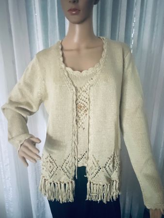 Extravagantes seltenes Twin-Set von SOUTH, beige, Gr. 44