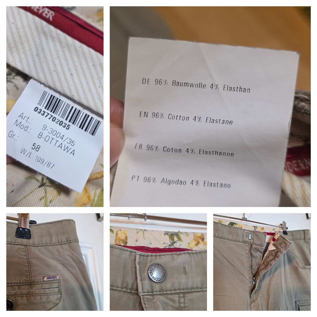 Pantaloni: Meyer Herren Bermudas Gr. 58 Baumwolle – Usato da Wald ZH venduto da CapLux 6