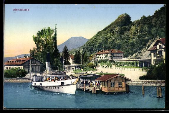 Cartoline postali: Alpnachstad, Dampfschiff am Landungssteg – Usato da Berlin venduto da bartko-reher