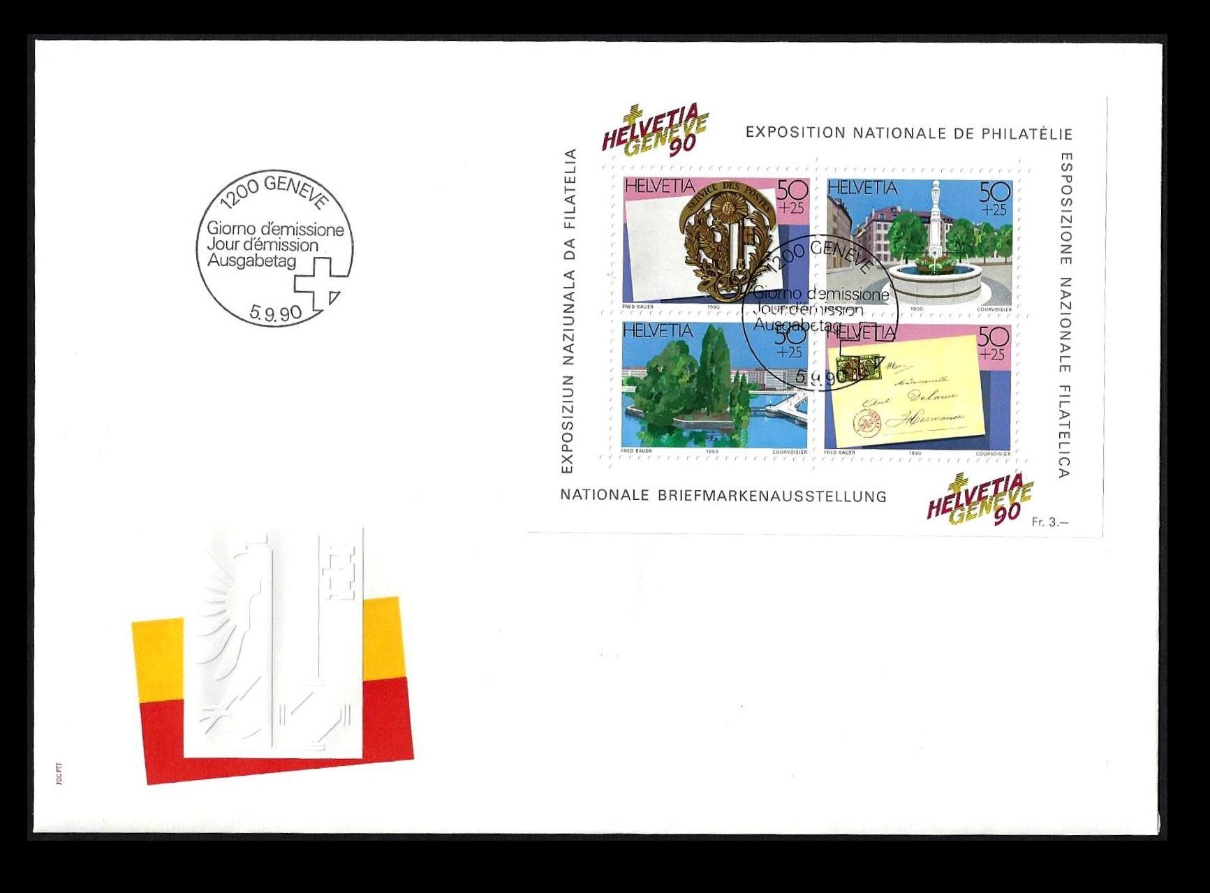 Tutti i francobolli: 2 FDCs Briefmarkenausstellungen: Genf 1990, Basel 1995 – Usato da Baar venduto da miam8 1