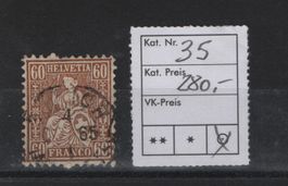 Sitzende Helvetia Nr. 35 Weissespapier Kat. 280.-