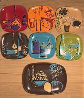 6 Fondue Teller & Brotteller original 60er Jahre aus Ornamin