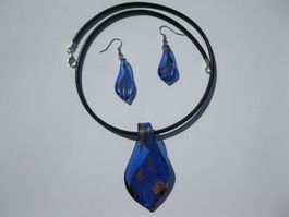 Set - Glasanhänger mit Kette + Ohrringen *NEU*