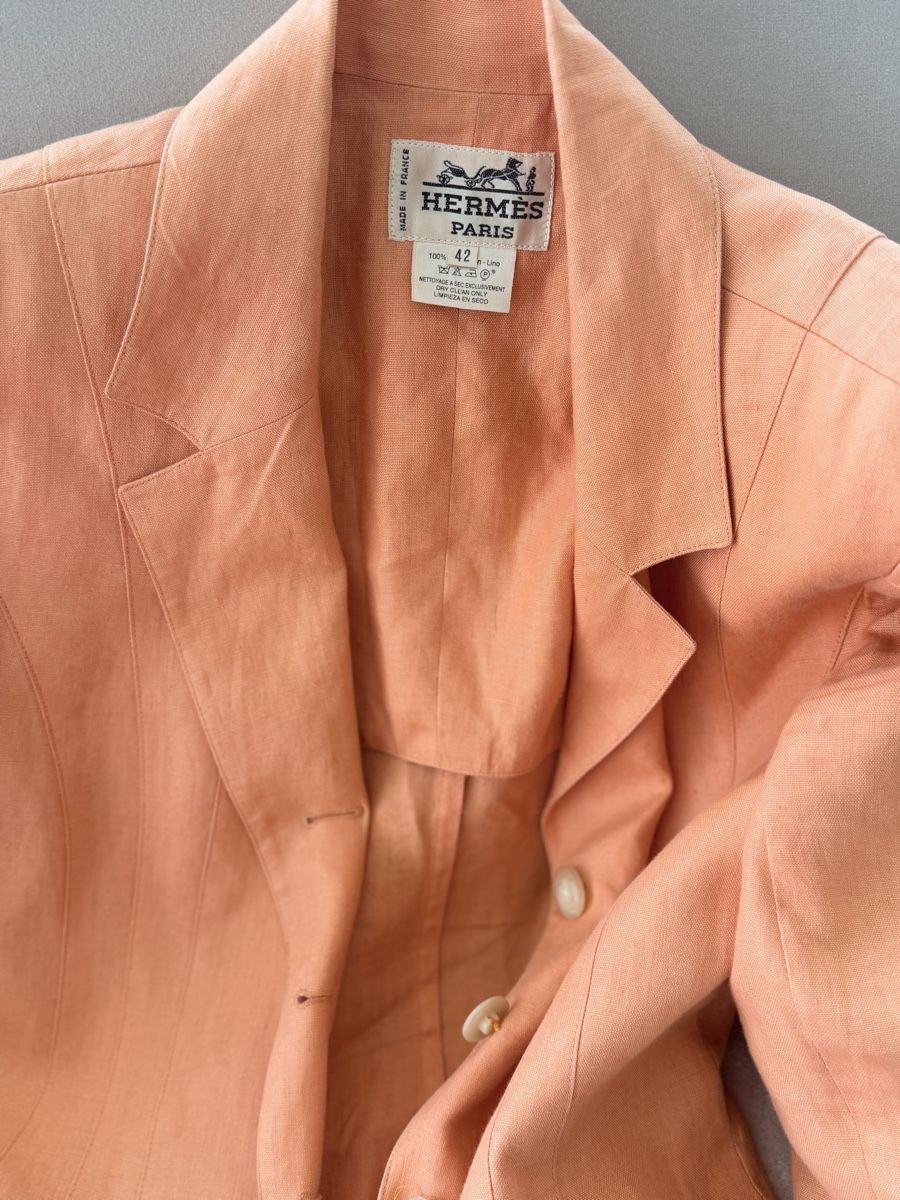 Hermès Giacche: Hermes Paris Linen Blazer Jacket Size M Peach Excellent Con – Usato da Zollikon venduto da houseofsamar 1