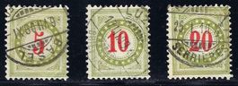 1907-10 Portomarken grünlicholiv 24A-26A K gest.ʘ, KP 26