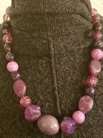 tolle Lagenlook Kette rosa verschiedene Perlen, Farbstufen