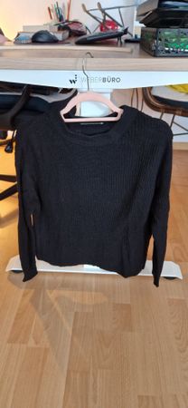 Pull&Bear Strickpullover, Schwarz, Gr. S