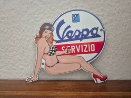 Emailschild Vespa Roller Servizio Logo Italy Emaille Schild