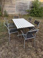 Schaffner Gartensitzgruppe 140×70 und 6 Stapelstühle