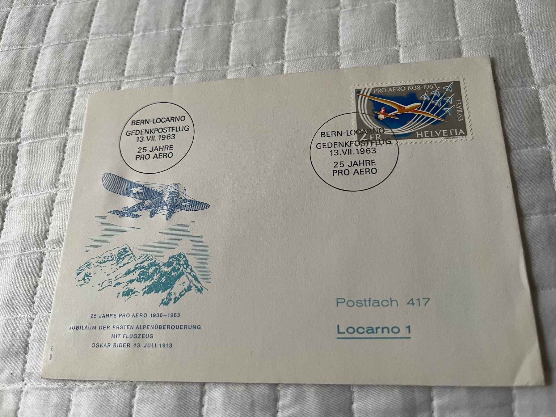 Tutti i francobolli: Bern Locarno Gedenkpostflug 1963 – Nuovo (secondo la descrizione) da Zürich venduto da engebrunau