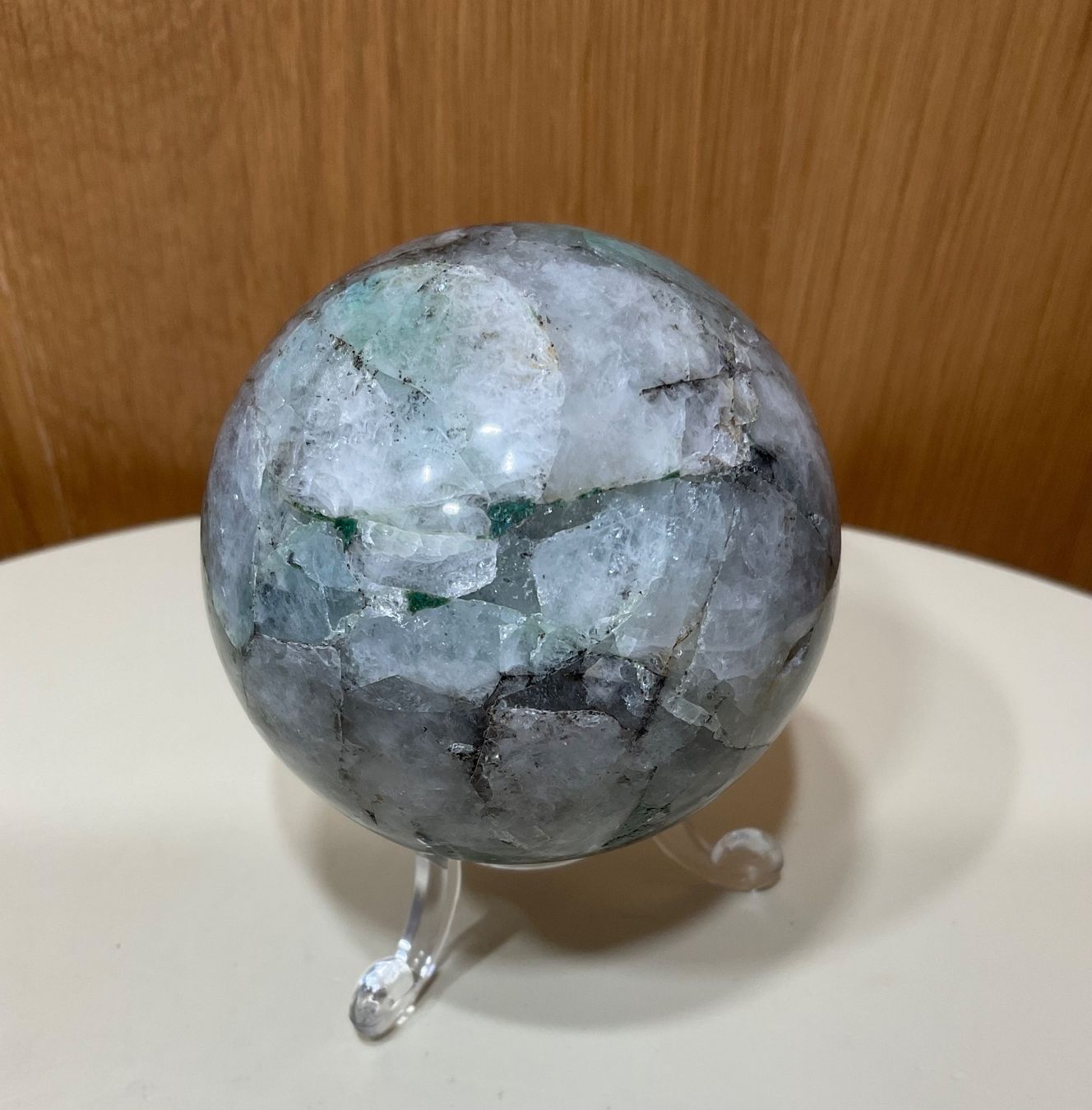 Minerali & Pietre curative: Wunderschöne Kugel Chrysokolla Quarz mit Ständer aus Peru – Nuovo (secondo la descrizione) da Gibswil venduto da BestePreis 6