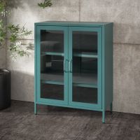 Aufbewahrungsschrank + Glasvitrine Aktenschrank - Meeresgrün