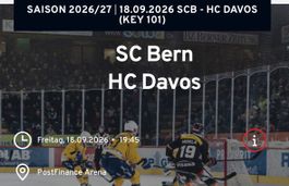 2x Sitzplatz Sektor P Reihe 1 SCB - Davos 18.09.2026