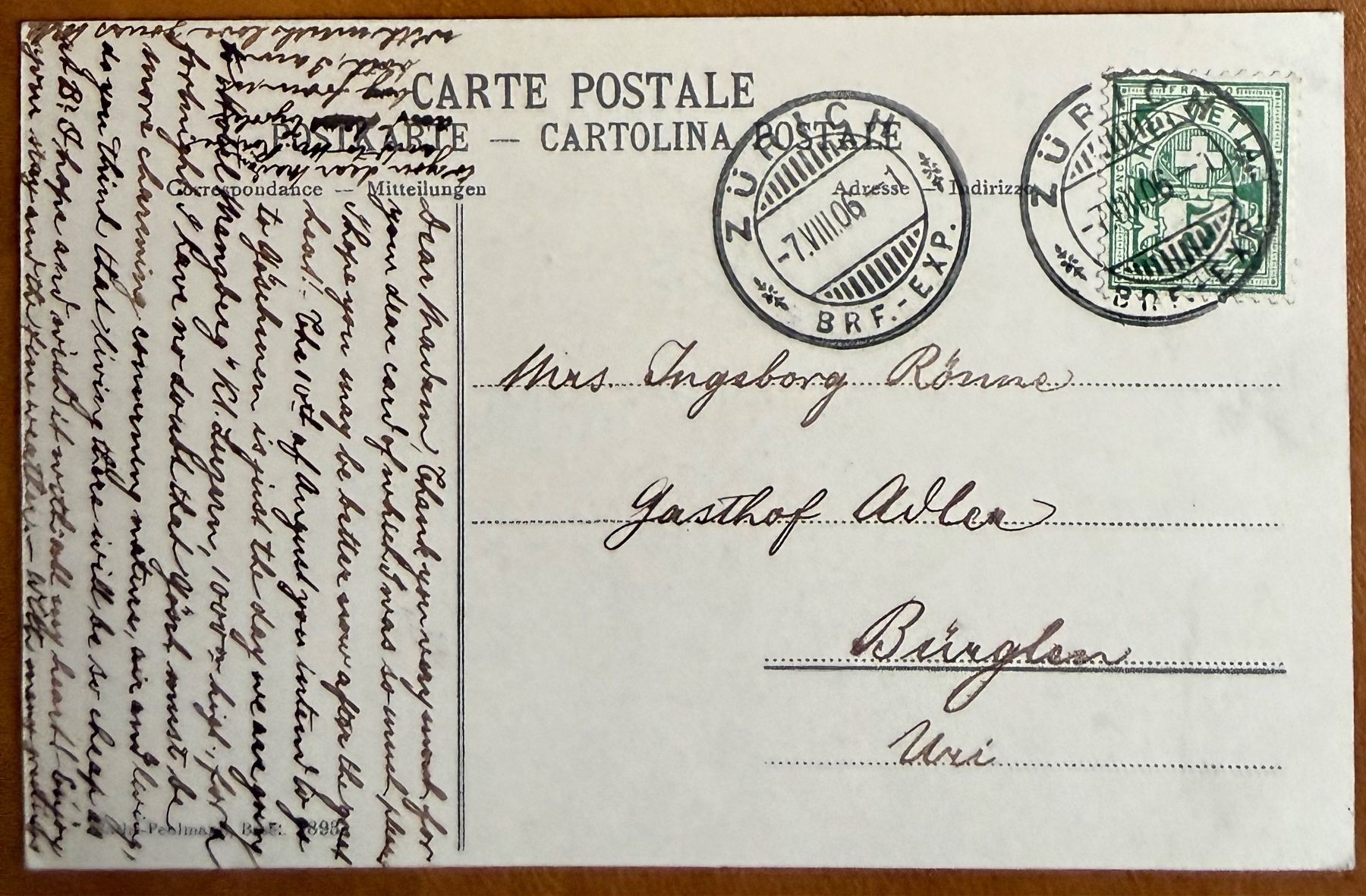Cartoline postali: Zürich - Post, Stadthaus... Bateaux, Animée 1906 – Usato da Lutry venduto da Ediego 1