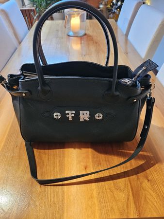 Schwarze Ledertasche Walter Maurer Handarbeit neu