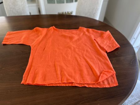 Sommerliches Leinen Bluse, Gr. 42/44- Orange, luftig-leicht