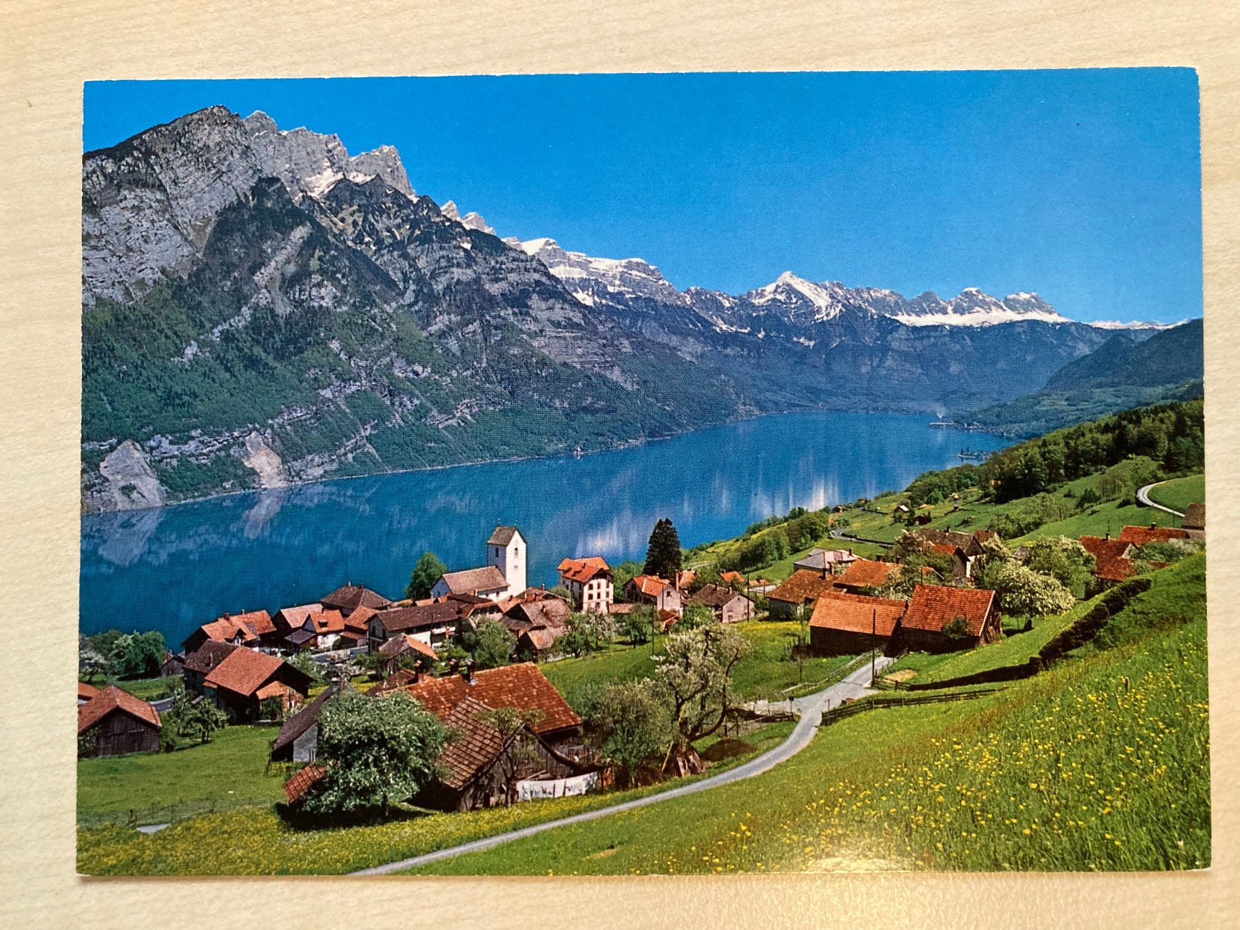 Ansichtskarten: Ansichtskarte Obstalden (Walensee, Churfirsten, Alvierkette) – Neu (gemäss Beschreibung) aus Niederurnen von Alpineyeti