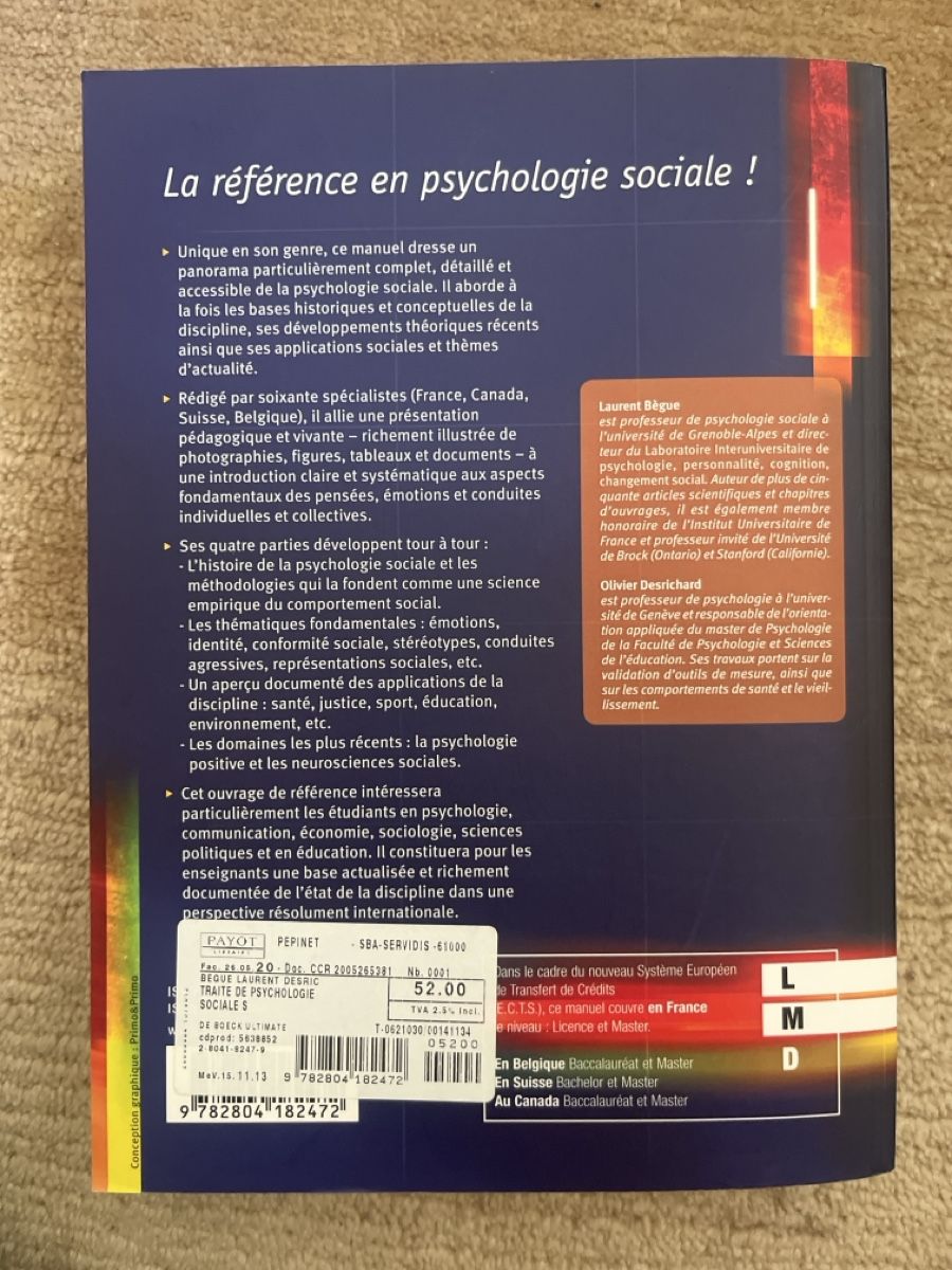 Bücher: Traité de Psychologie sociale  – Gebraucht aus Cavigliano von ann_y8nx 1