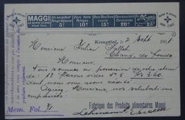 illustr. Postkarte Maggi (franz.), mit ZNr. 65B Perfin