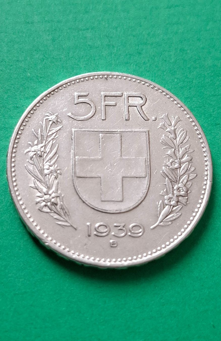 Tutti le monete: 5 FRANKEN SILBERMÜNZE 1939 VORZ. – Usato da Siglistorf venduto da Winer03