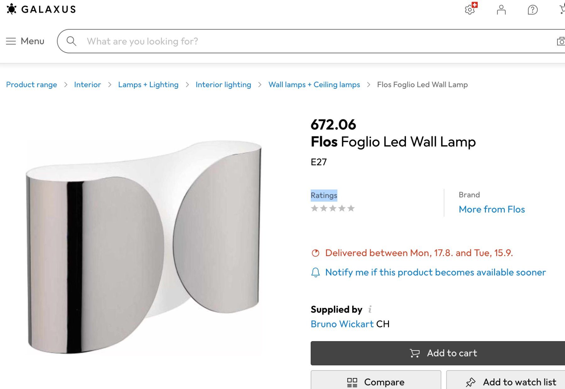 Flos Lampen: Flos Foglio Led Wall Lamp E27 Chrome – Gebraucht aus Zürich von monika2404 2