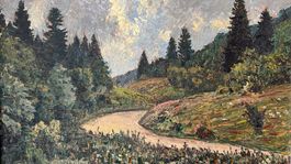 Waldweg, Waldszene, signiert Otto Clénin (ID C122)