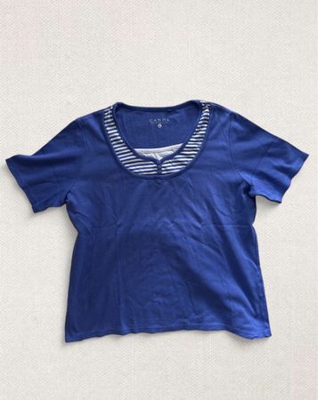 Damen T-Shirt Canda blau gestreifter Einsatz