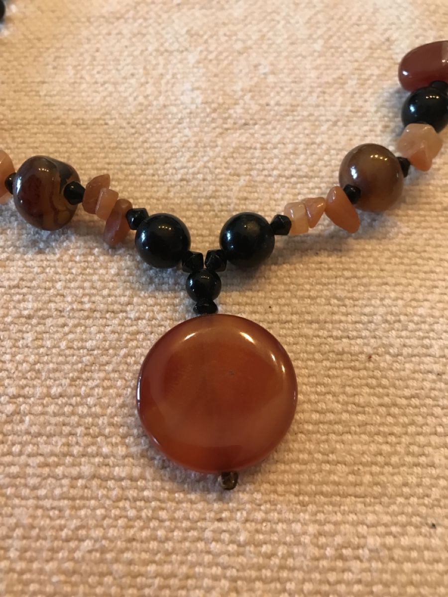 Catenine: Collier en pierres naturelles agate noire et cornaline – Nuovo (secondo la descrizione) da Grimisuat venduto da eliseba88 1
