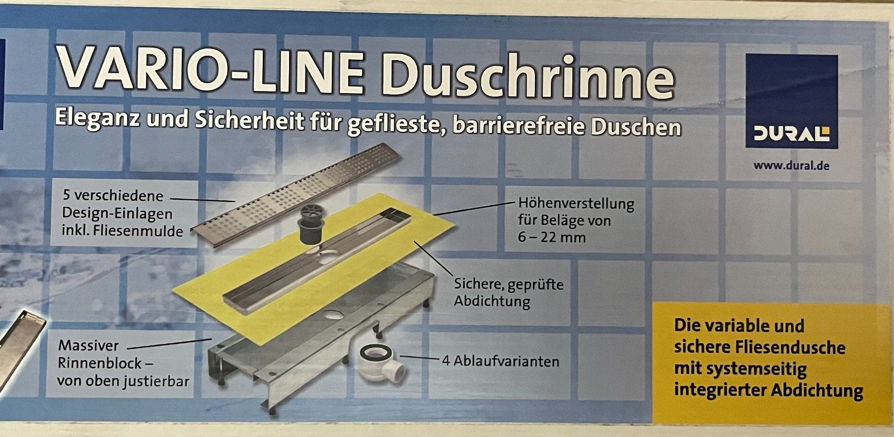 Docce: Duschrinne Vario-Line VLBS 900 – Nuovo e nell'imballaggio originale da Bichelsee venduto da thoro-plattenhandel