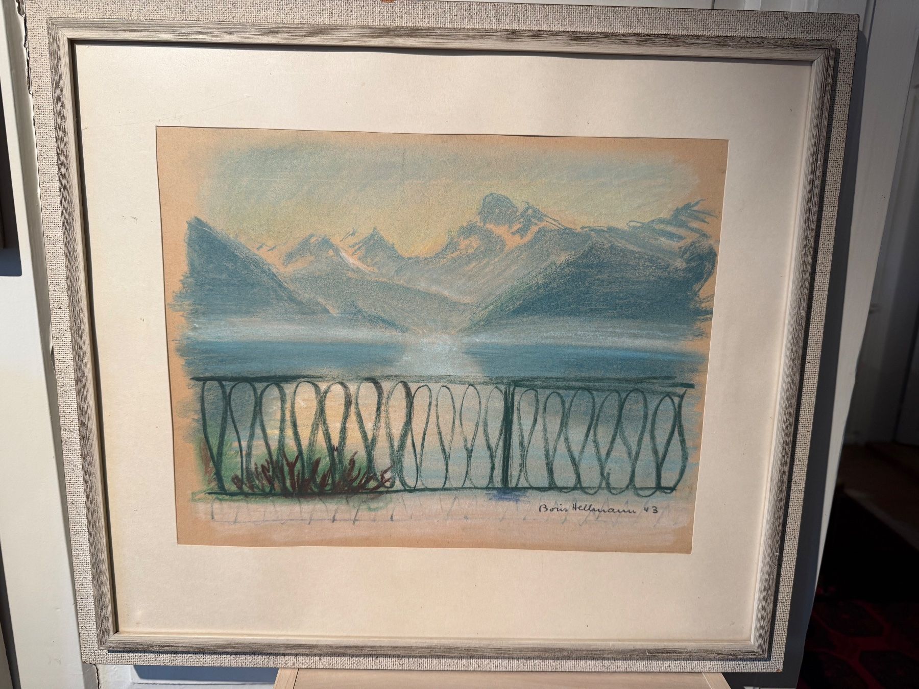 Gemälde: Original Pastell Boris Hellmann Gemälde 1943, Berglandschaft – Neu und originalverpackt aus Wöschnau von Vinsale