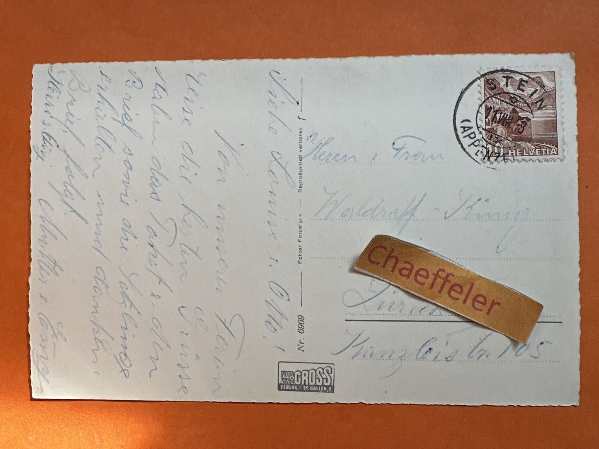 Cartes postales: 1948. 6969 Stein. App.  – D'occasion à Zürich par Chaeffeler 1