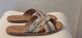 Ancient greek Pantolette, weiss- grau