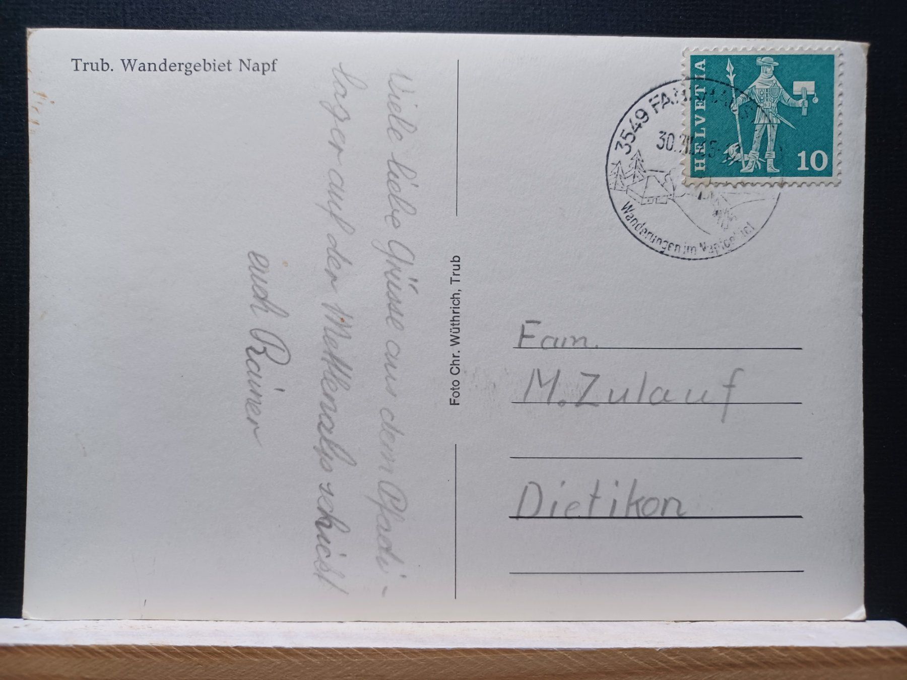 Ansichtskarten: Trub, Napf, Stempel Fankhaus 1965 – Gebraucht aus Aarau Rohr von mgvw 1