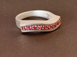 Silberring rosarote steinreihe 53/55/57