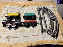 Alte Antike Blech Eisenbahn US Aufziebar mit Schlüssel