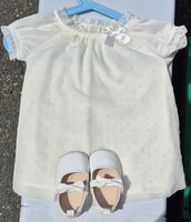 cremefarbenes Babykleid / Taufkleid Gr. 74 + Schuhe