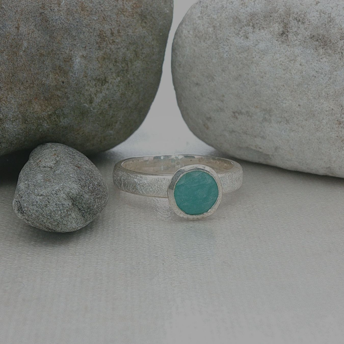 Olga Ribler Ringe: Klassischer Silber Ring 925 mit Amazonite Grösse 56 – Neu (gemäss Beschreibung) aus Luzern von Schmuckoutlet