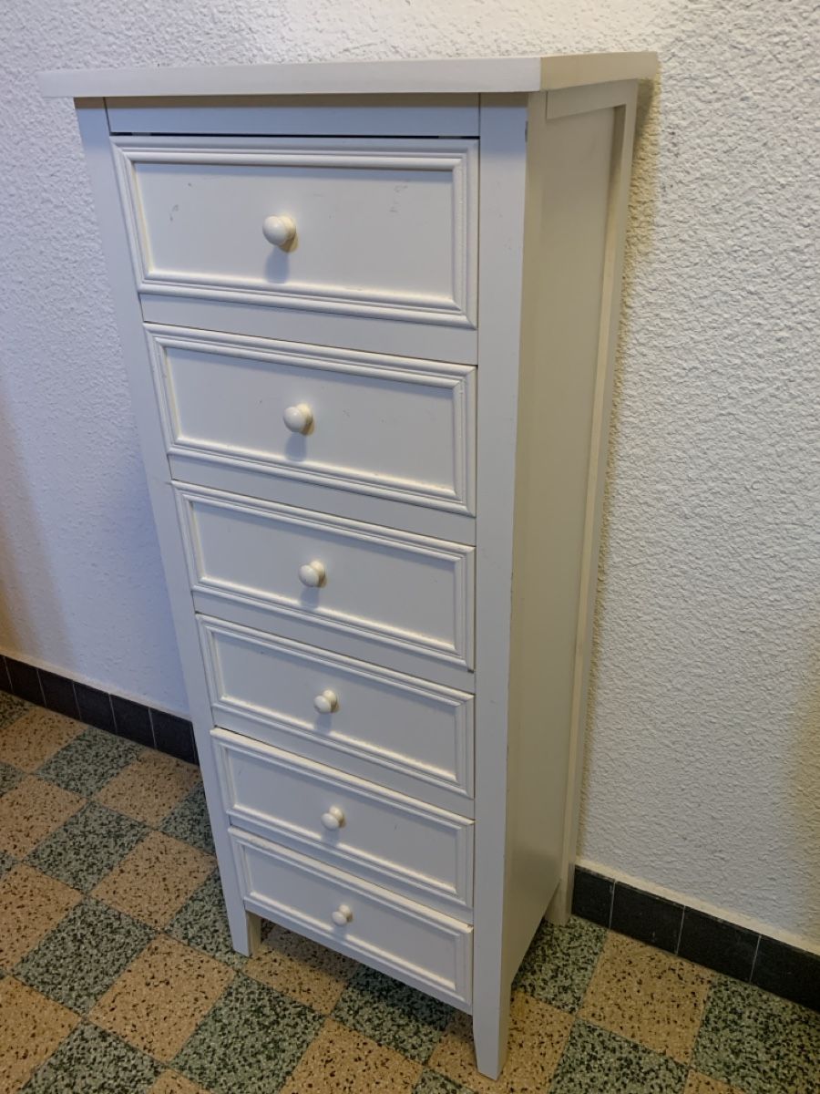 Cassettiere: Commode en MDF blanche à 6 tiroirs, à décorer ! – Usato da St-Imier venduto da gui_6b6f 1