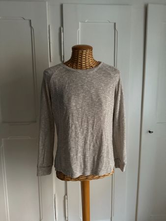 BERSHKA - Feinstrick Langarmshirt braun-weiss S