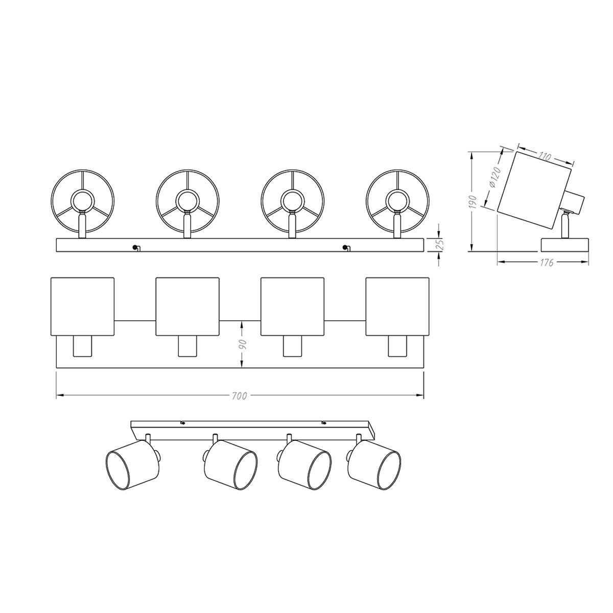 Lampadari & plafoniere: Deckenleuchte, Nickel, Weiss, 4er Spot – Nuovo (secondo la descrizione) da Kreuzlingen venduto da Smart-Light 1
