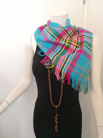 🤩BOHO-CHIC ETHNO SCHAL TÜRKIS KARRIERT NEU