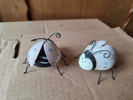 2 Blech Käfer Glückskäfer Marienkäfer Dekoration